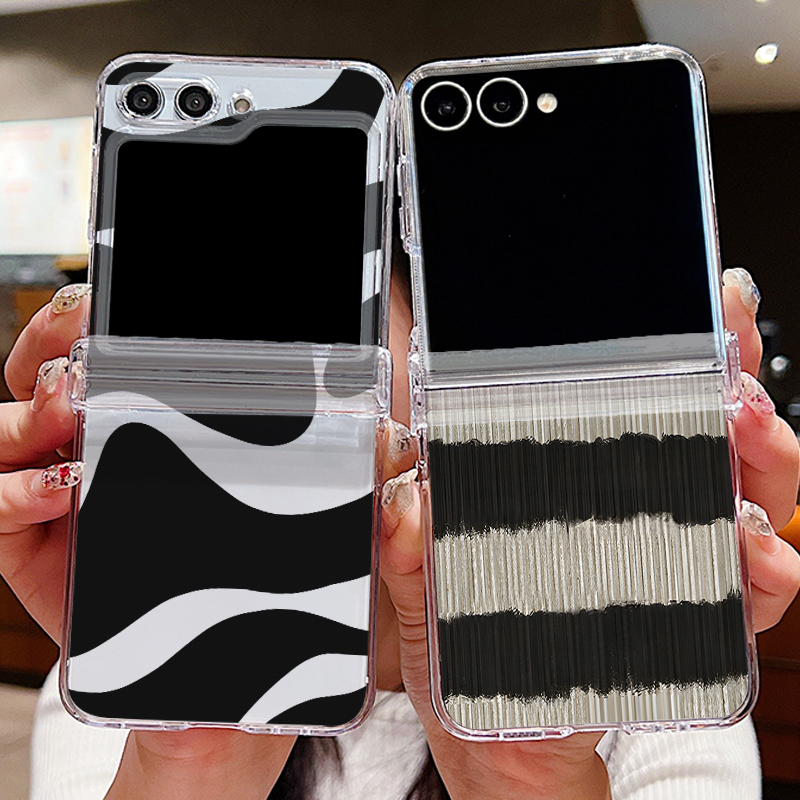 Phone Cases Z Flip 5 - Gestreept patroon transparante telefoonhoes voor Samsung