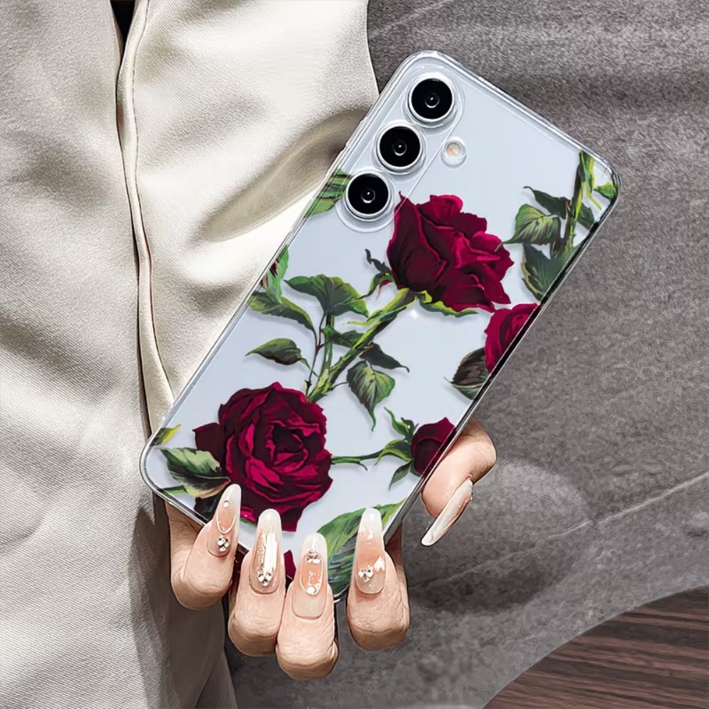 Phone Cases Aesthetic - Esthetische rode roos bloemen telefoonhoesje voor