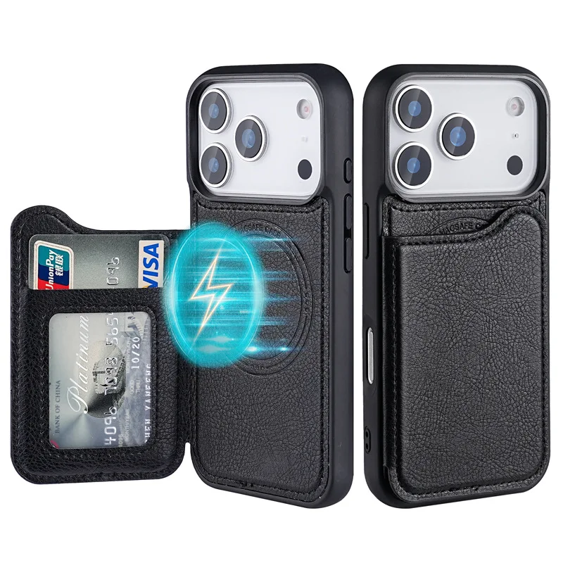 Flip Leather Case - Voor Magsafe Magnetische Flip Lederen Portemonnee