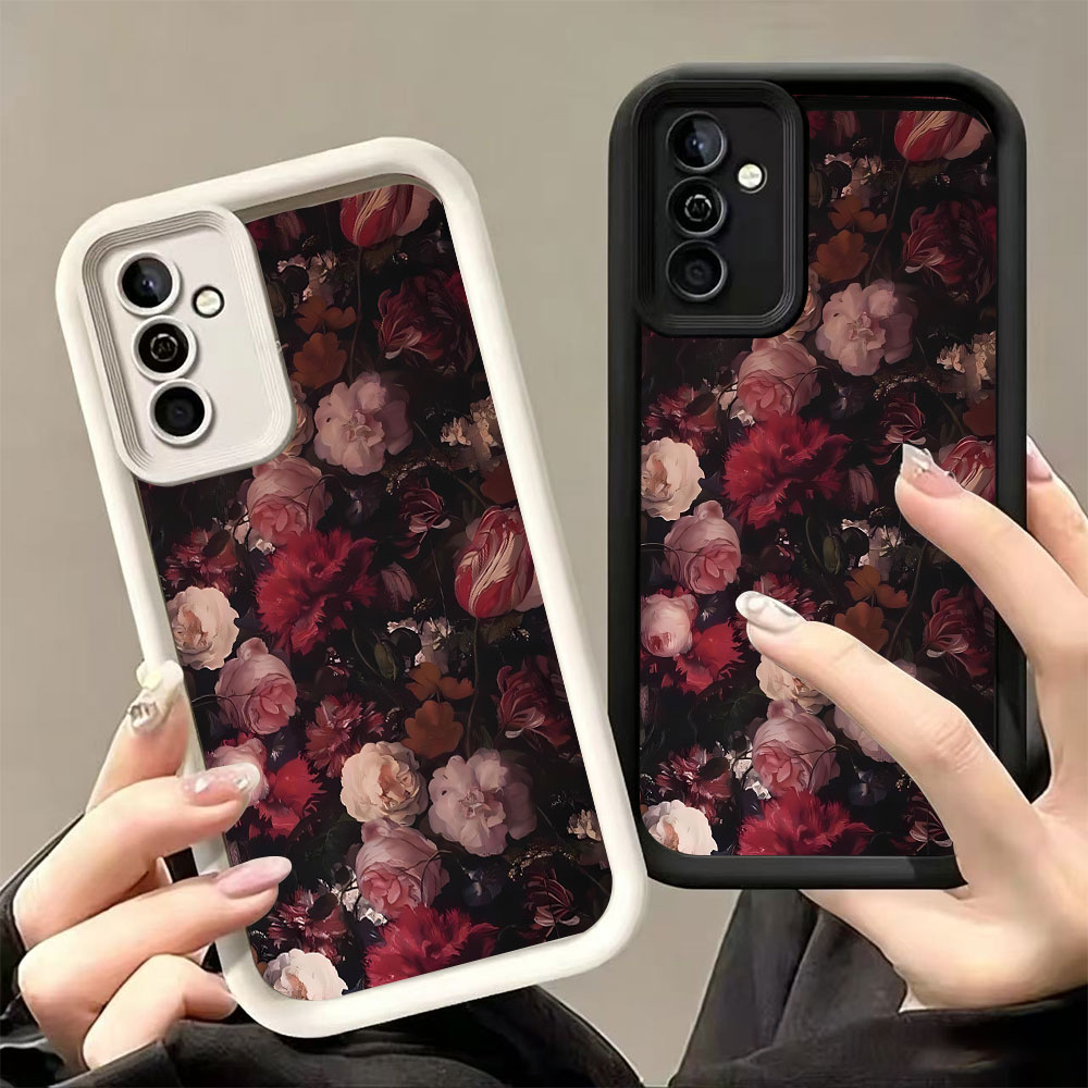 Phone Cases Red - Wijnrood rozenpatroon telefoonhoesje voor Samsung Galaxy