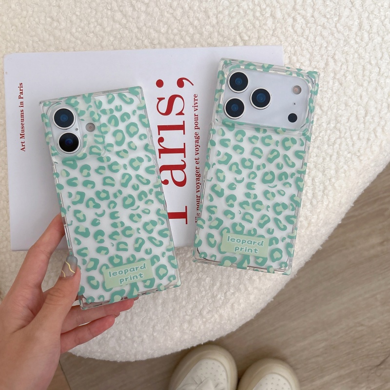 Phone Cases Green - Mambo Green Leopard Square IMD Telefoonhoesje