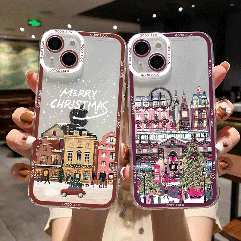 Phone Cases Iphone 14 - Winter Nieuwjaar Kerst Straat Landschap Telefoon