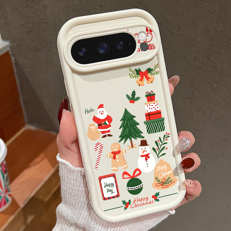 Phone Cases Google Pixel 9 - Gelukkig Kerst Patroon Zachte TPU Telefoon