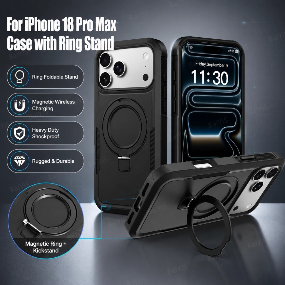 Phone Cases Heavy Duty - Matte Metal Ringhouder Magnetische Telefoonhoes voor
