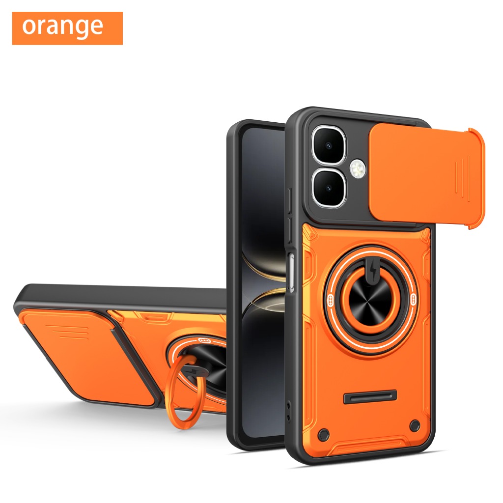 Phone Cases Heavy Duty - Schuifbare camerabeschermer 360 ° Ringhouder Stand