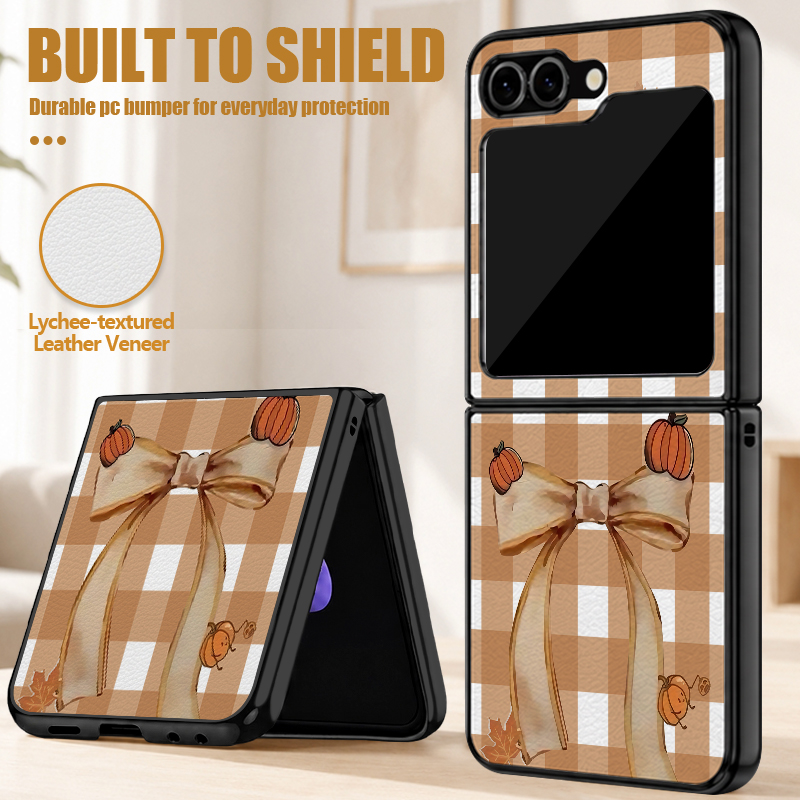 Halloween Pompoenpatroon Leder - Phone Cases Z Flip 5 recensie en prijs