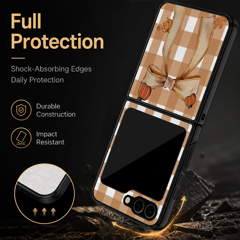 Halloween Pompoenpatroon Leder - Phone Cases Z Flip 5 recensie en prijs