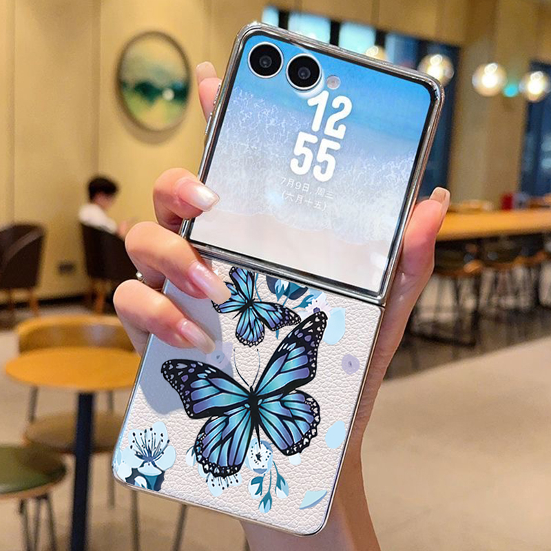 Paarse vlinder PU lederen tele - Phone Cases Z Flip 5 recensie en prijs
