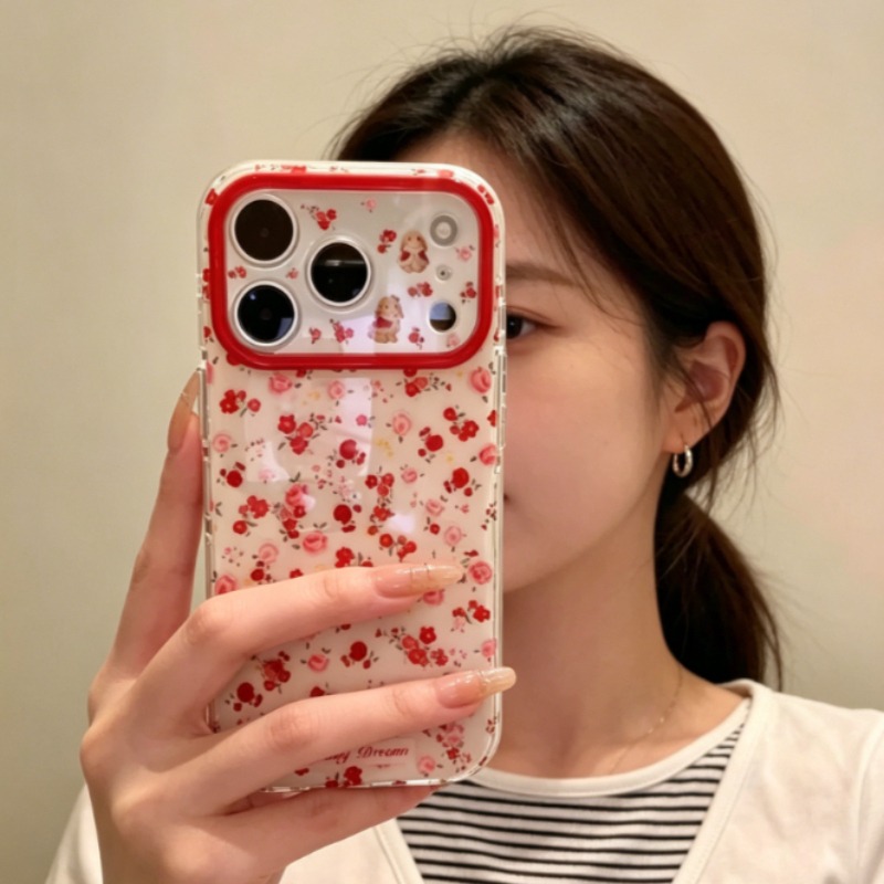 Mooie Cartoon Rode Bloemen Pat - Phone Cases Red recensie en prijs