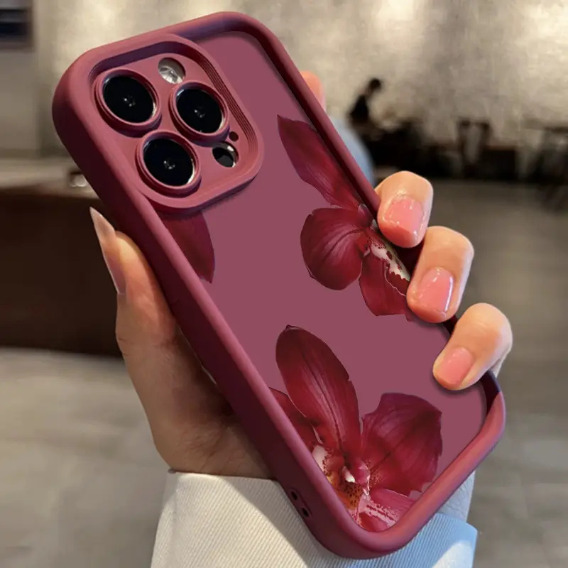 Wijnrode orchideeën bloemenpat - Phone Cases Red recensie en prijs
