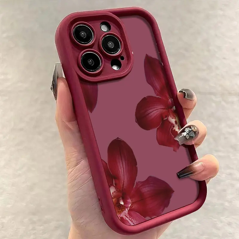 Wijnrode orchideeën bloemenpat - Phone Cases Red recensie en prijs